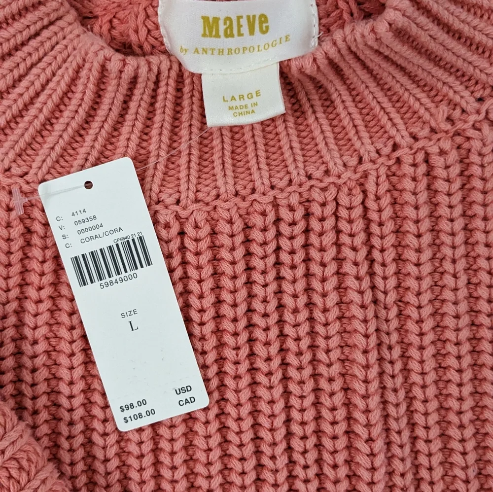 Anthropologie Maeve cotton sweater Sz L - Picture 3 of 5